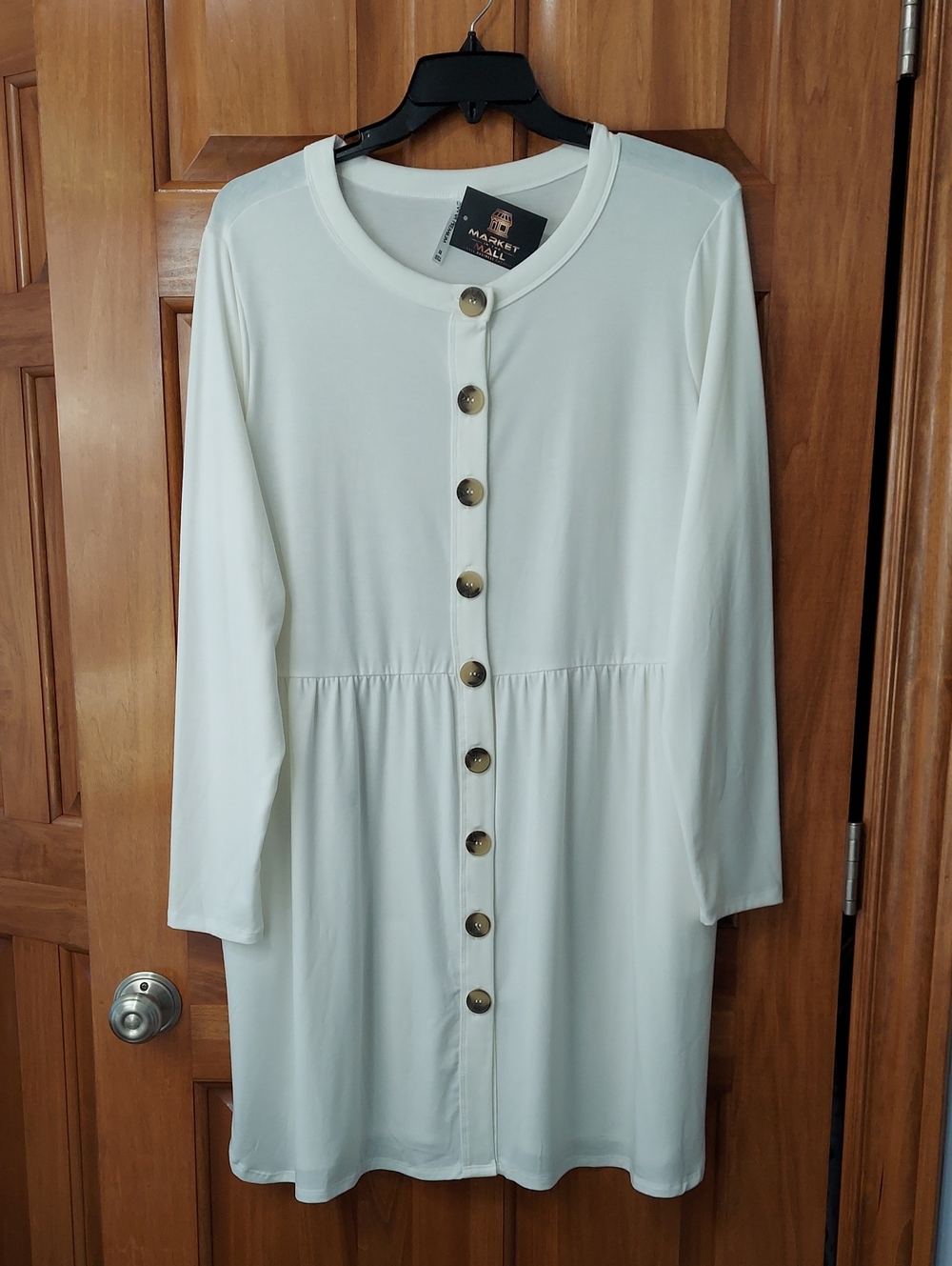 🆕 Zenana Premium Soft Ivory Stretchy Button-Down Duster Tunic, Size 3X, NEW▪︎